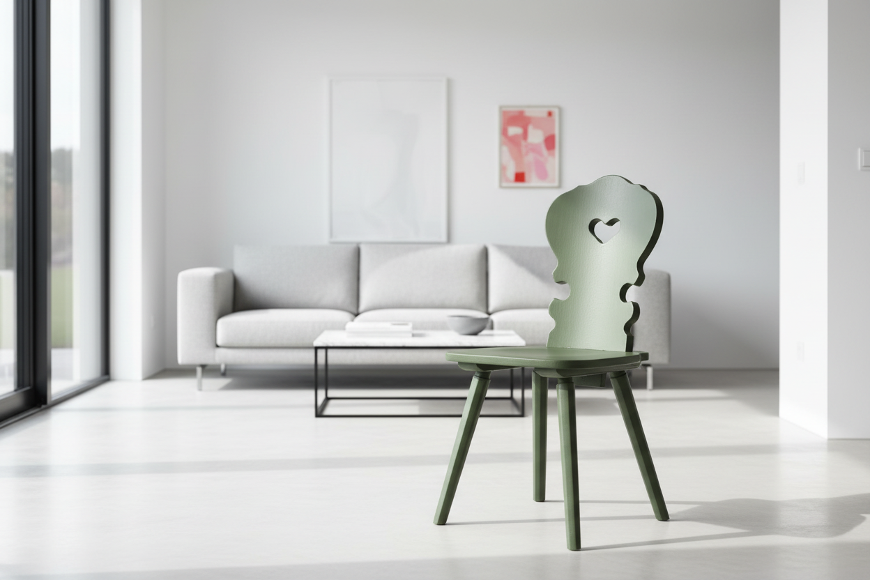 Sedia Tirolese Vienna - Stile Chalet Montagna in Abete Laccato Piacenza, gorizia, treviso