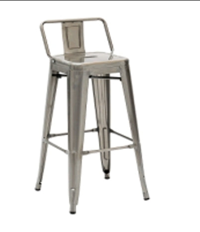 Metallhocker mit Rückenlehne, Farbe Spiegeltiefer Rostschutz