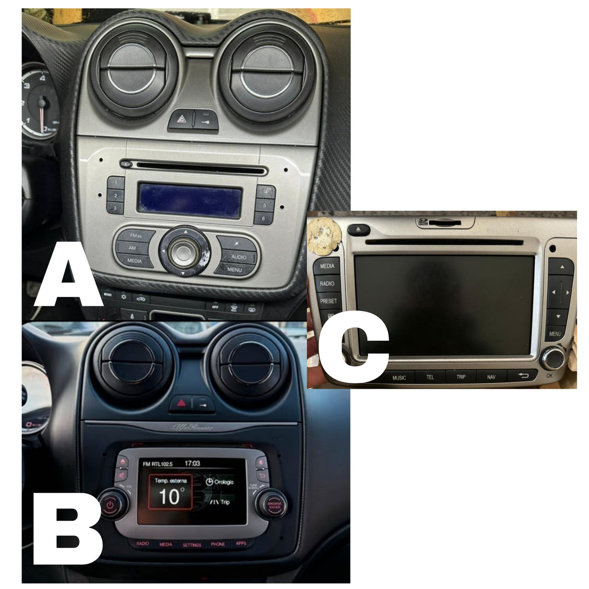 Autoradio per AlfaRomeo Mito, 1Din 9" (2008-2018) Android, Bluetooth, Estraibile, CarPlay, Android Auto, 2/4GB Ram