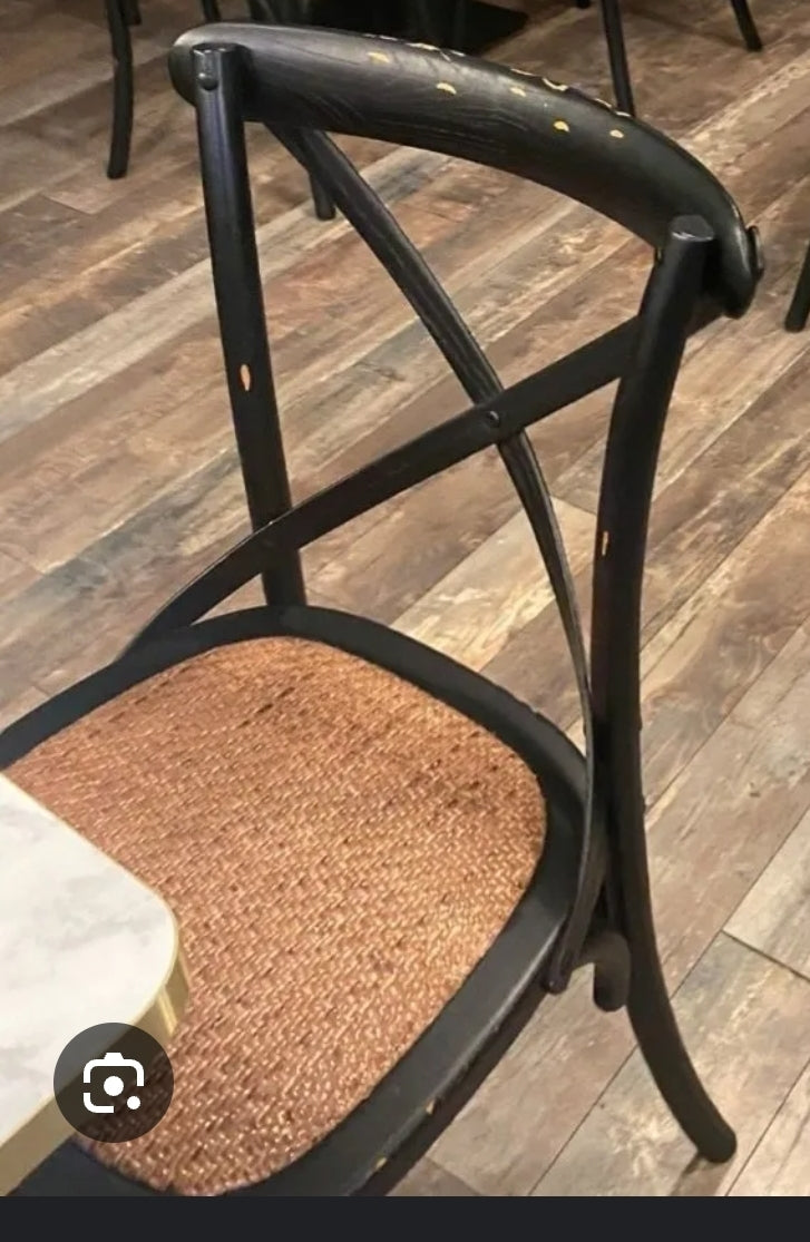 Sedia Thonet in massello e seduta in rattan finitura nero impilabili per bar bistrot orosei , la spezia