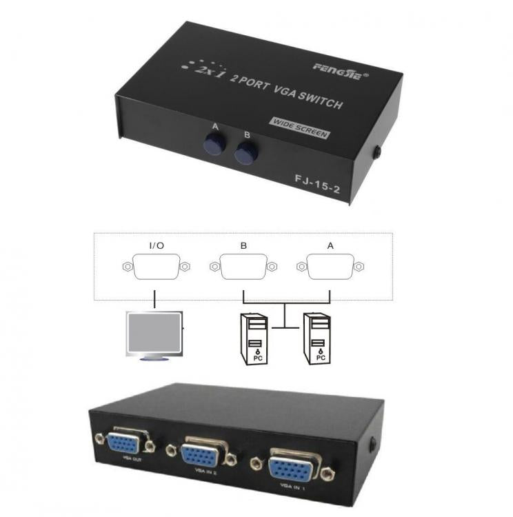 VGA-Umschalter 2 Eingänge 1 Ausgang Selector LCD TFT Video Monitor PC