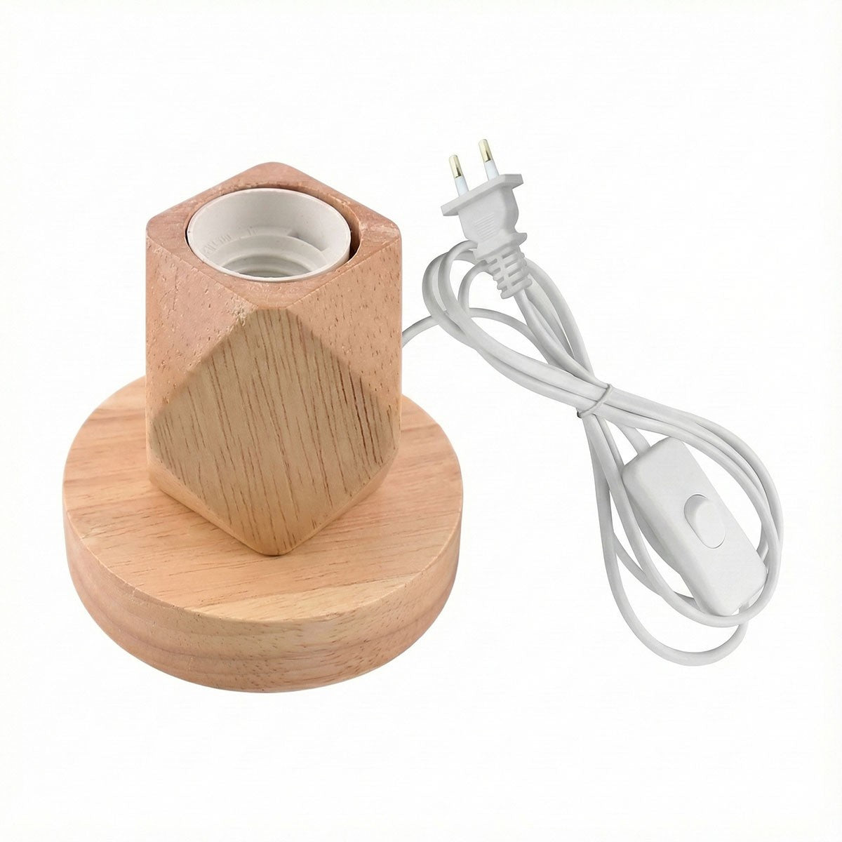 LAMPADA DA TAVOLO LEGNO E27 BASE PORTALAMPADA DESIGN MODERNO COMODINO TD-325