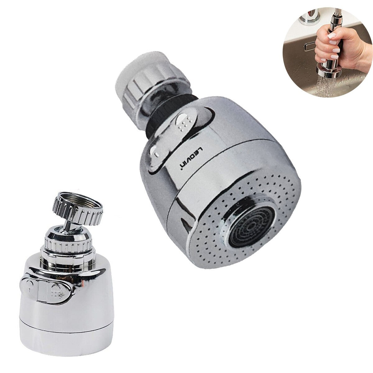 ROMPIGETTO RUBINETTO PER LAVELLO CUCINA UNIVERSALE GIREVOLE 2 GETTI AREATORE