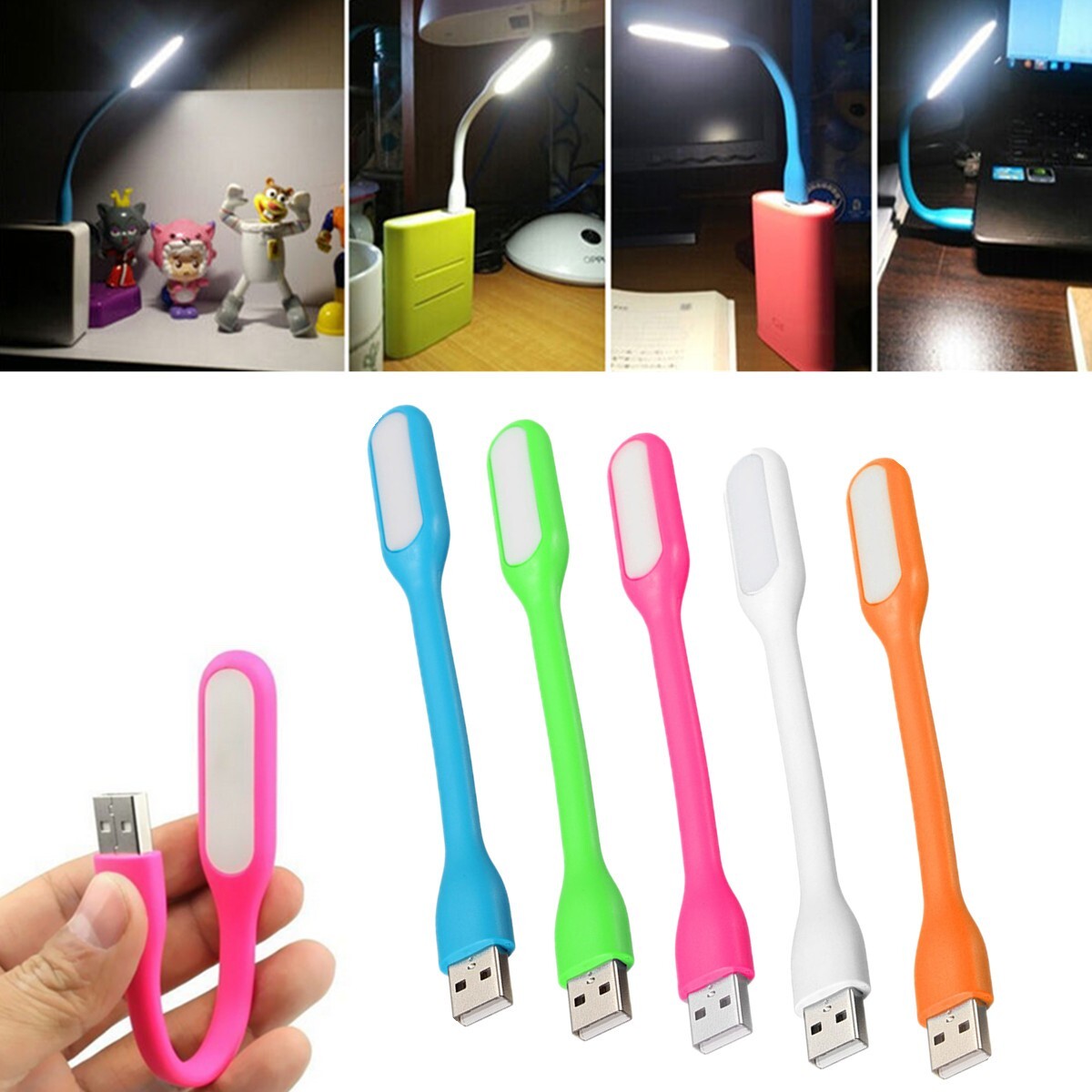 MINI LUCE LED USB FLESSIBILE LAMPADA LETTURA NOTTURNA PER NOTEBOOCK PC PORTATILE