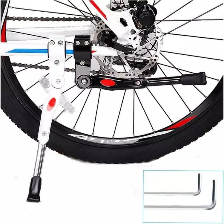 Cavalletto Bici Regolabile Supporto Laterale Mtb Bicicletta 24"/26"/27" (Bianco)
