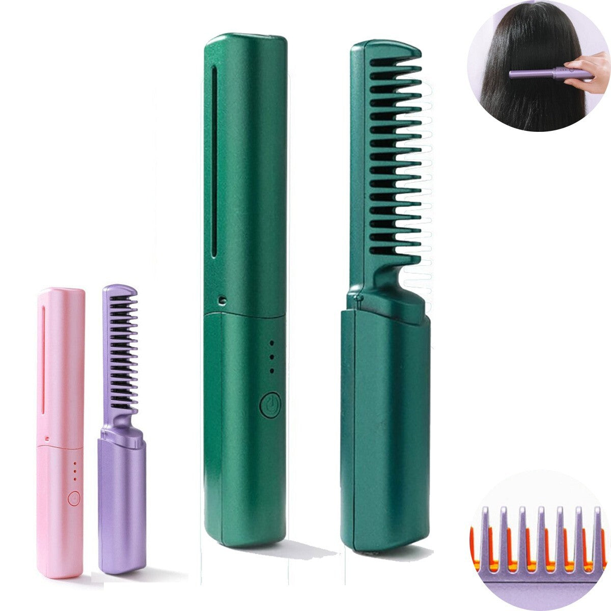PETTINE CALDO PORTATILE PIASTRA PER CAPELLI LISCIANTE RICARICABILE UOMO DONNA
