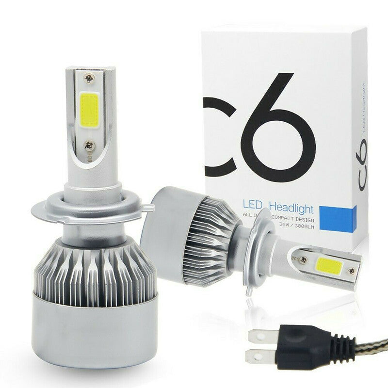 COPPIA LAMPADE A LED COB DA AUTO FARI LAMPADINE H7 36W 3800 LUMENS 6000K
