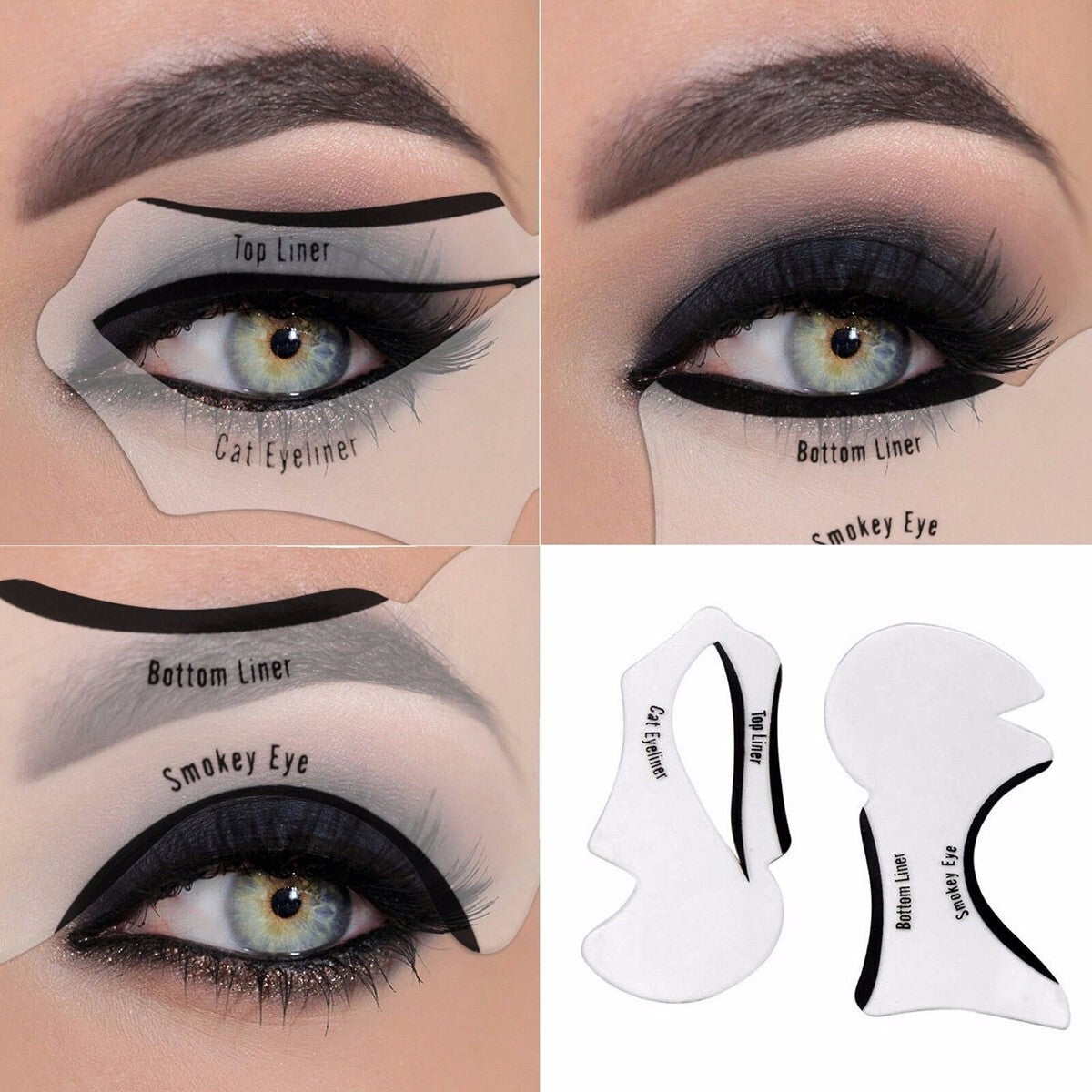 STENCIL EYELINER TRUCCO OCCHIO FORMA GATTO LINEA SOPRACCIGLIA OCCHI MAKE UP