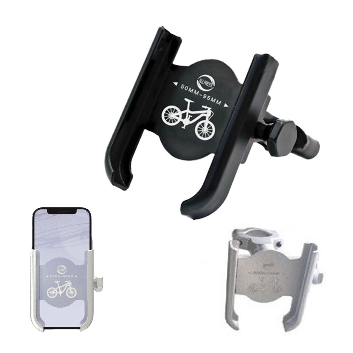 SUPPORTO TELEFONO smartphon BICI MOTO LEGA METALLO MORSETTO MANUBRIO AS-04530