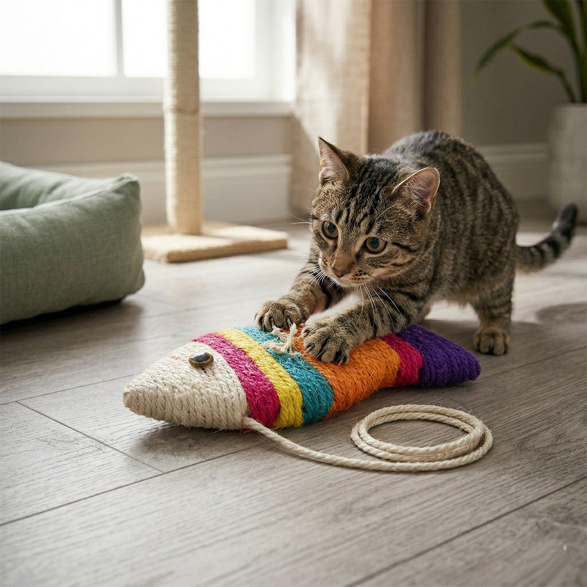 TIRAGRAFFI PER GATTI PESCIOLINO GIOCO TIRA GRAFFI PER GATTO FORMA 25X12CM