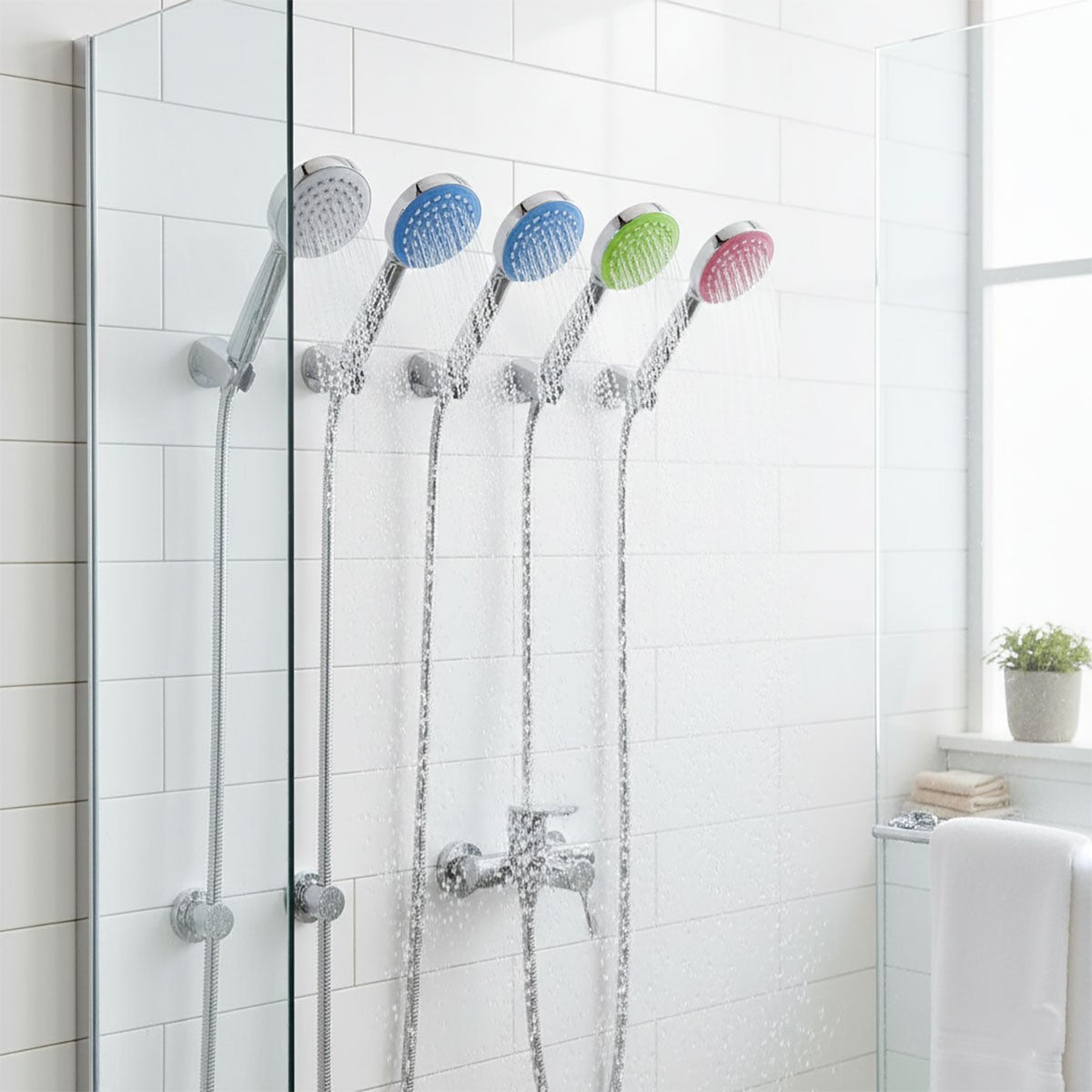 SOFFIONE BRACCIO DOCCINO BAGNO DOCCIA VASCA UNIVERSALE ROTONDO VARI COLORI 01969