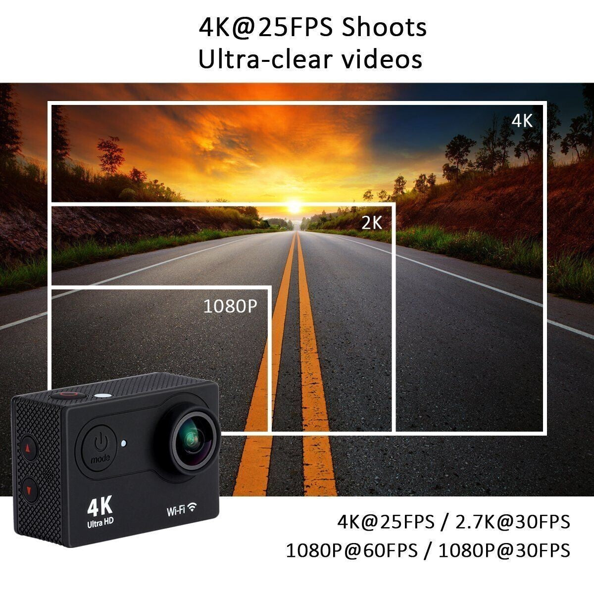 ACTION CAM 4K SPORTS ULTRA HD DV 30 METRI 16 Mp CAMERA FOTOCAMERA WATERPROOF