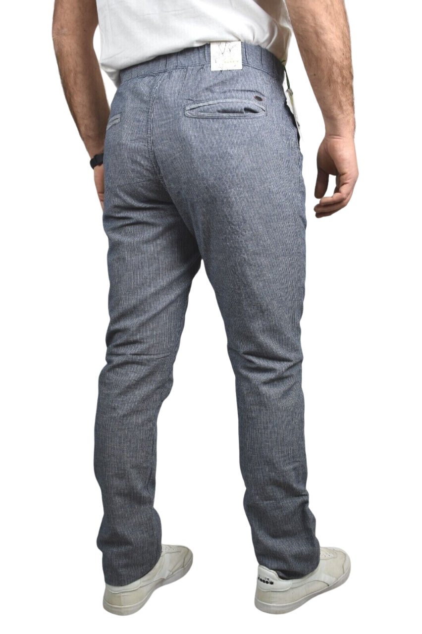 Trez Poly 2233 M46439 736 Pantalone Casual Uomo Lino Grigio
