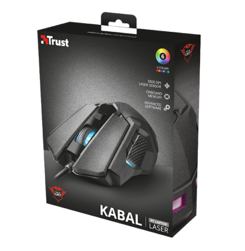 Trust Gaming Maus Laser Optisch GXT 4158 Kabal 5000 DPI LED Multi USB PC-Spiel
