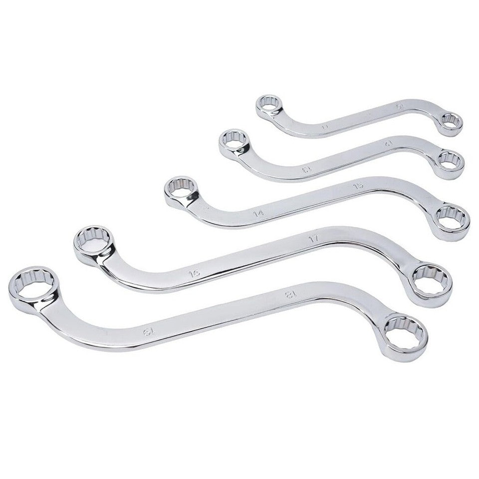 SET 5 CHIAVI DA MECCANICO COMBINATE TIPO S FISSE AUTO ANELLO POLIGONALI 10-19MM
