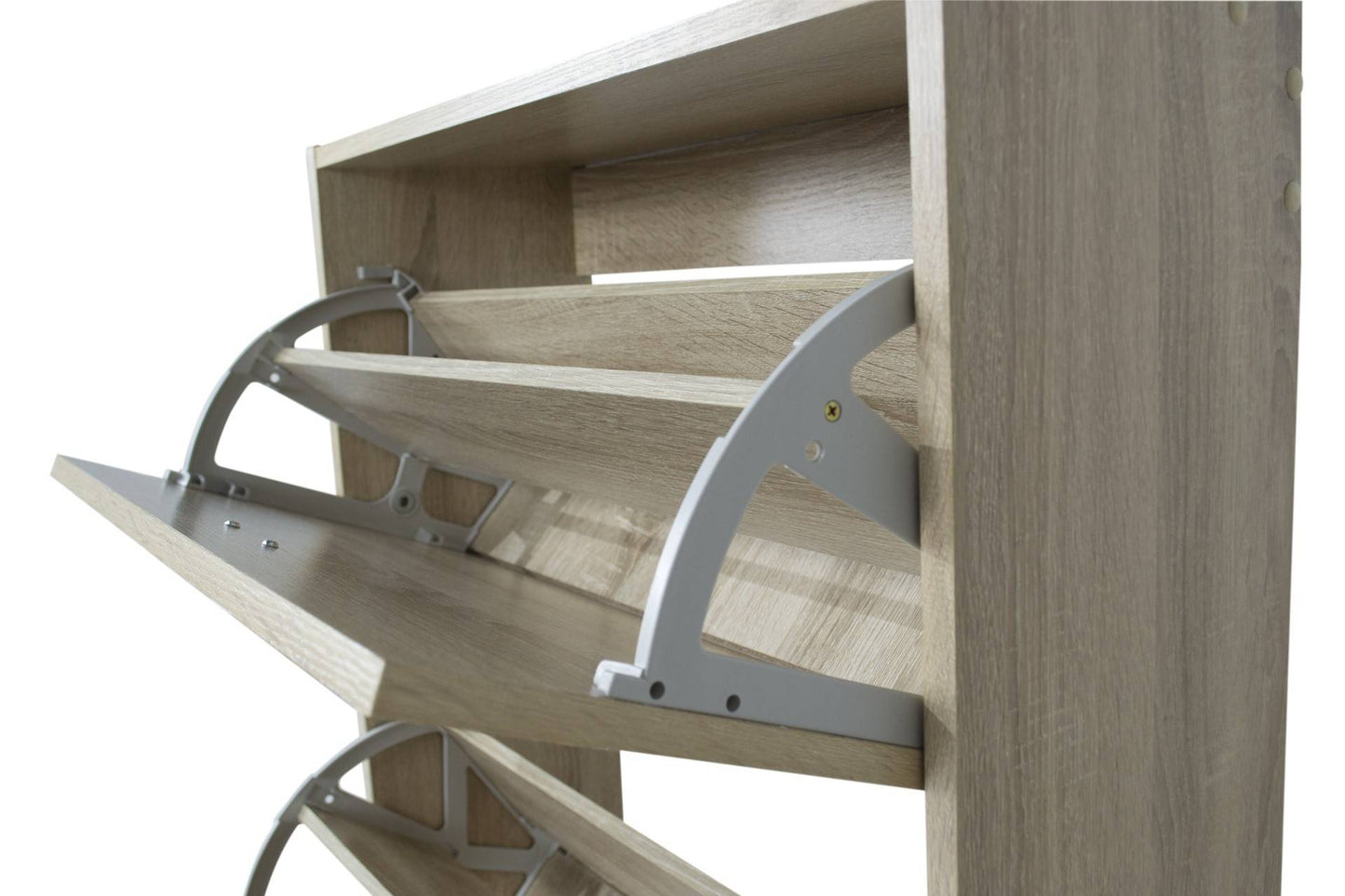 Scarpiera doppia profondità 4 ante, legno rovere 63X24X150cm