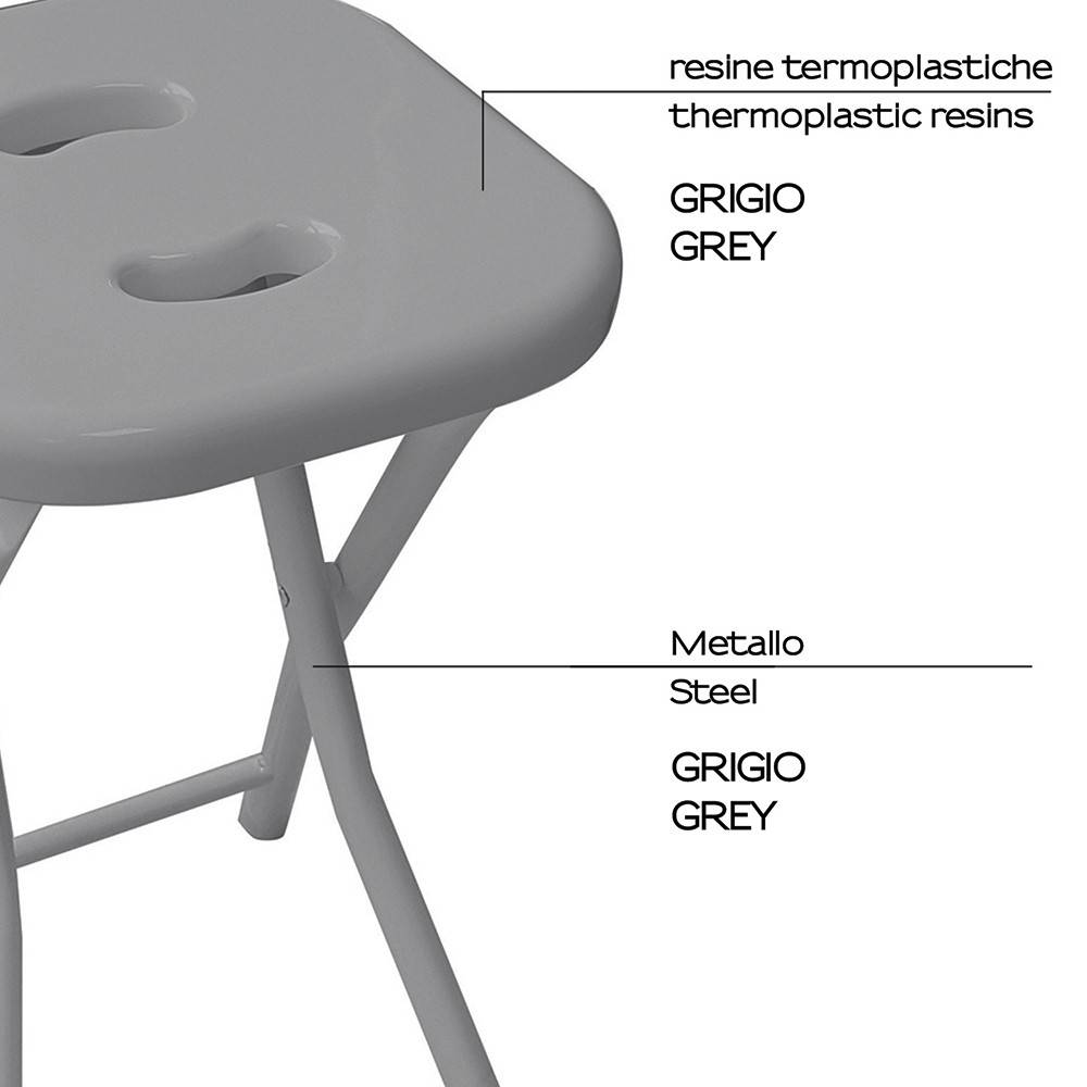 Sgabello da bagno GEDY in acciaio inox richiudibile colore Grigio