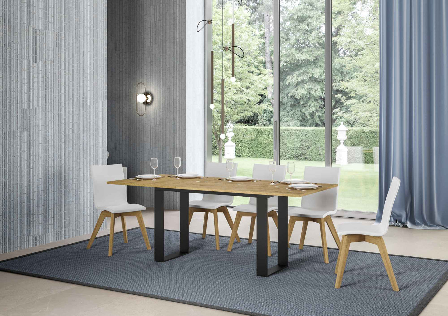 Tavolo apribile Tecno Double con diverse rifiniture