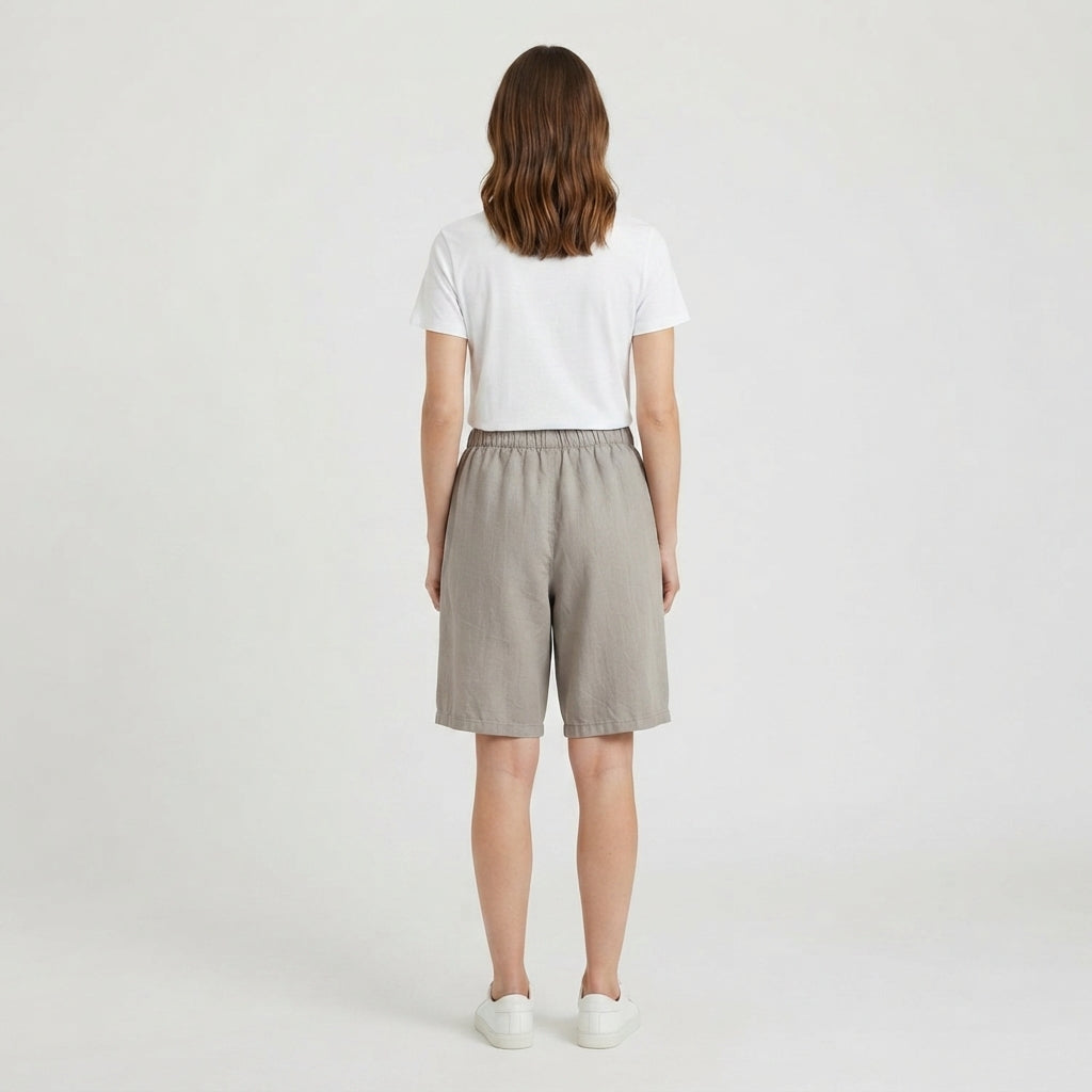 Censured pantaloncino da donna in misto lino-cotone BWC435TCOL6 132 tortora