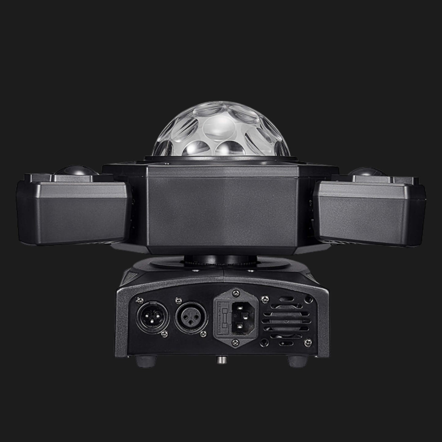 Luce laser DJ a 3 bracci con sfere disco, fasci RGB e DMX