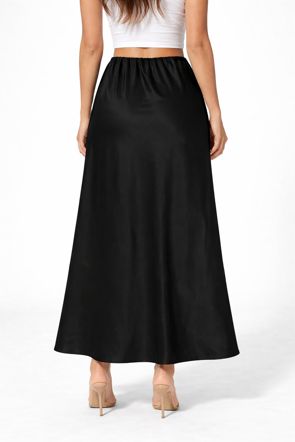 Griffai Longuette in Raso Donna DGP7961 Nero Gonna Elegante PE26