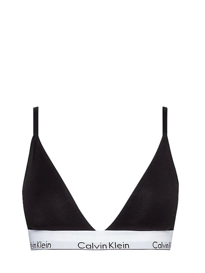 Calvin Klein triangle bra with logo band in black