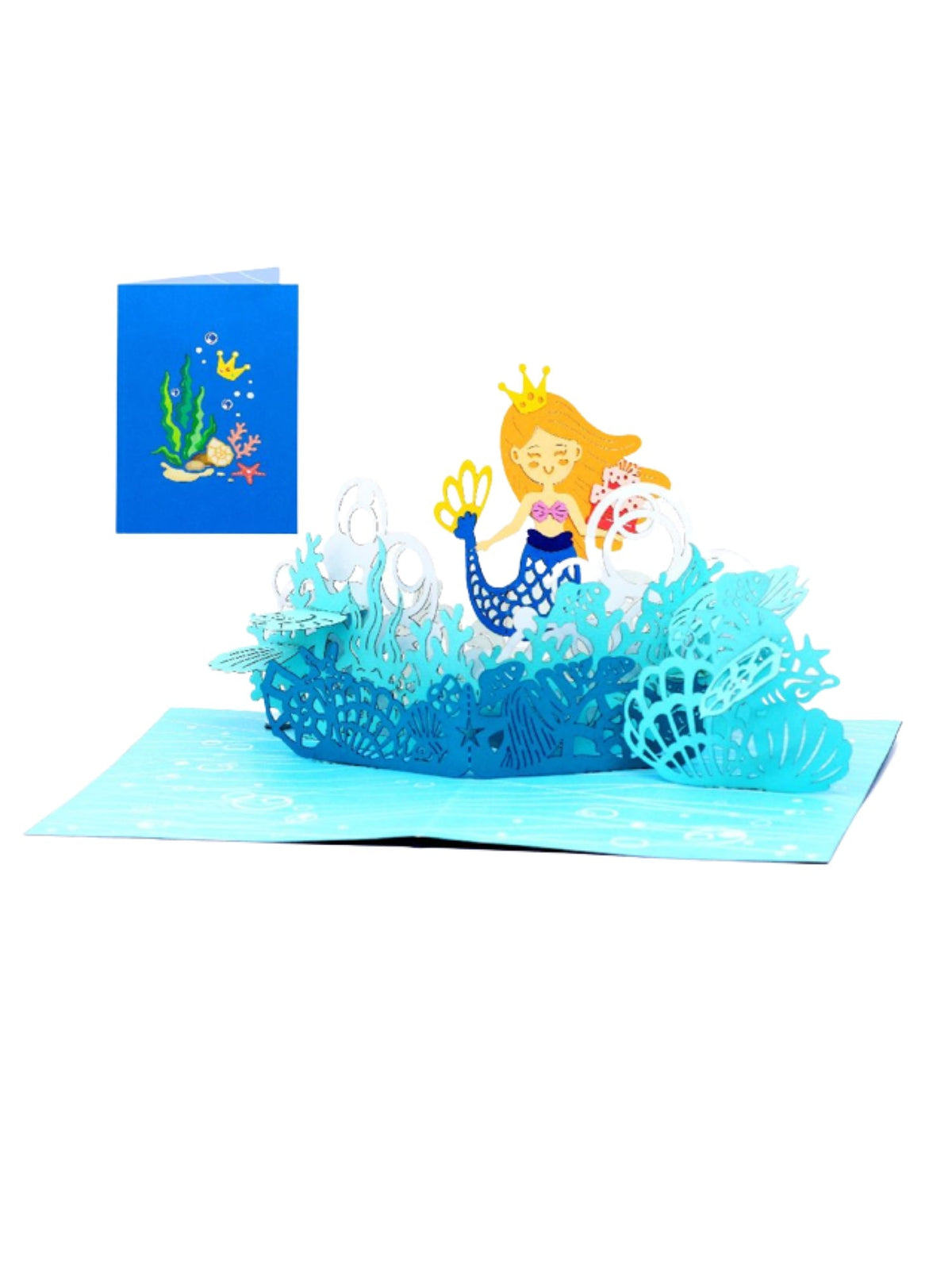 Origamo pop-up greeting card with mermaid