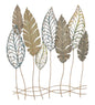 Decorative Iron and Wood Panel with Leaf Design - 75x2.5x87 cm
