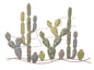 Decorative Cactus-Shaped Iron Panel - 90x2.5x64 cm