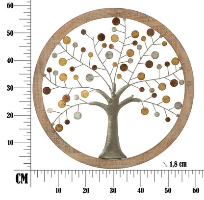Pannello Decorativo Albero della Vita con Specchio Ø 61 cm