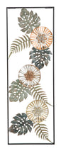 Decorative Iron Panel with Metal Leaves - 30.5x2.5x88.5 cm