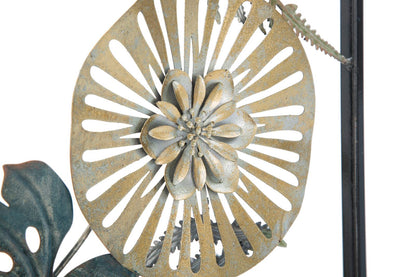 Deko-Wandpaneel aus Eisen mit Metallblättern – 30,5 x 2,5 x 88,5 cm