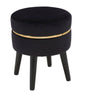 Elegant Paris Black Velvet Stool Ø 35 cm, Height 40.5 cm