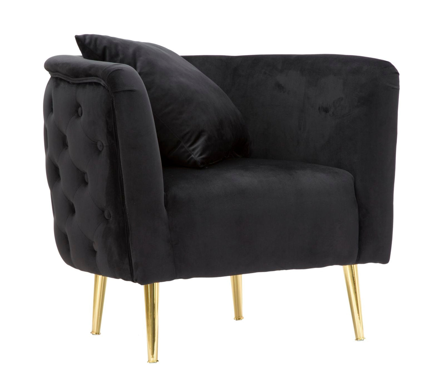 Sessel Bukarest aus schwarzem Samt mit goldenen Details 76x74x71