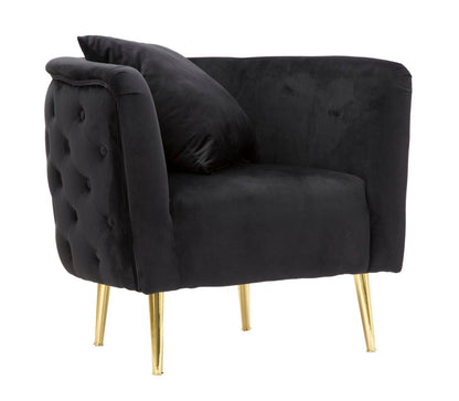 Sessel Bukarest aus schwarzem Samt mit goldenen Details 76x74x71