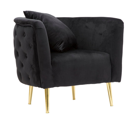 Sessel Bukarest aus schwarzem Samt mit goldenen Details 76x74x71