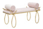 Elegant Pink Bench with Velvet and Gold Metal cm 112.5x49x53