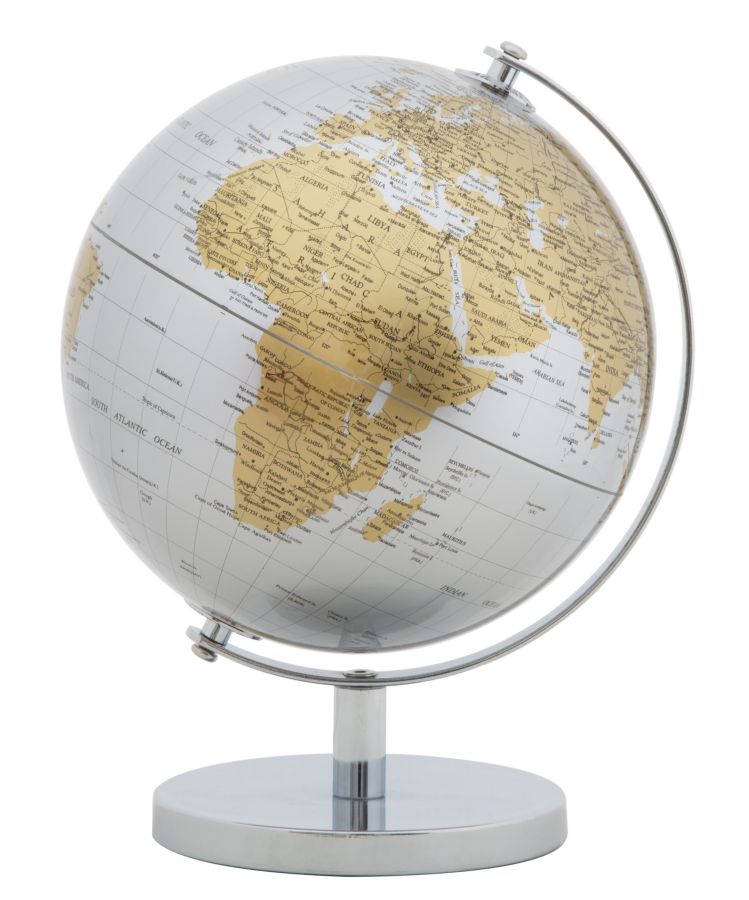 Mappamondo Elegante Silver Ø 20x28 cm