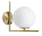 Glamour Gold Metal Wall Sconce with Frosted Glass Sphere 15x25x22 cm