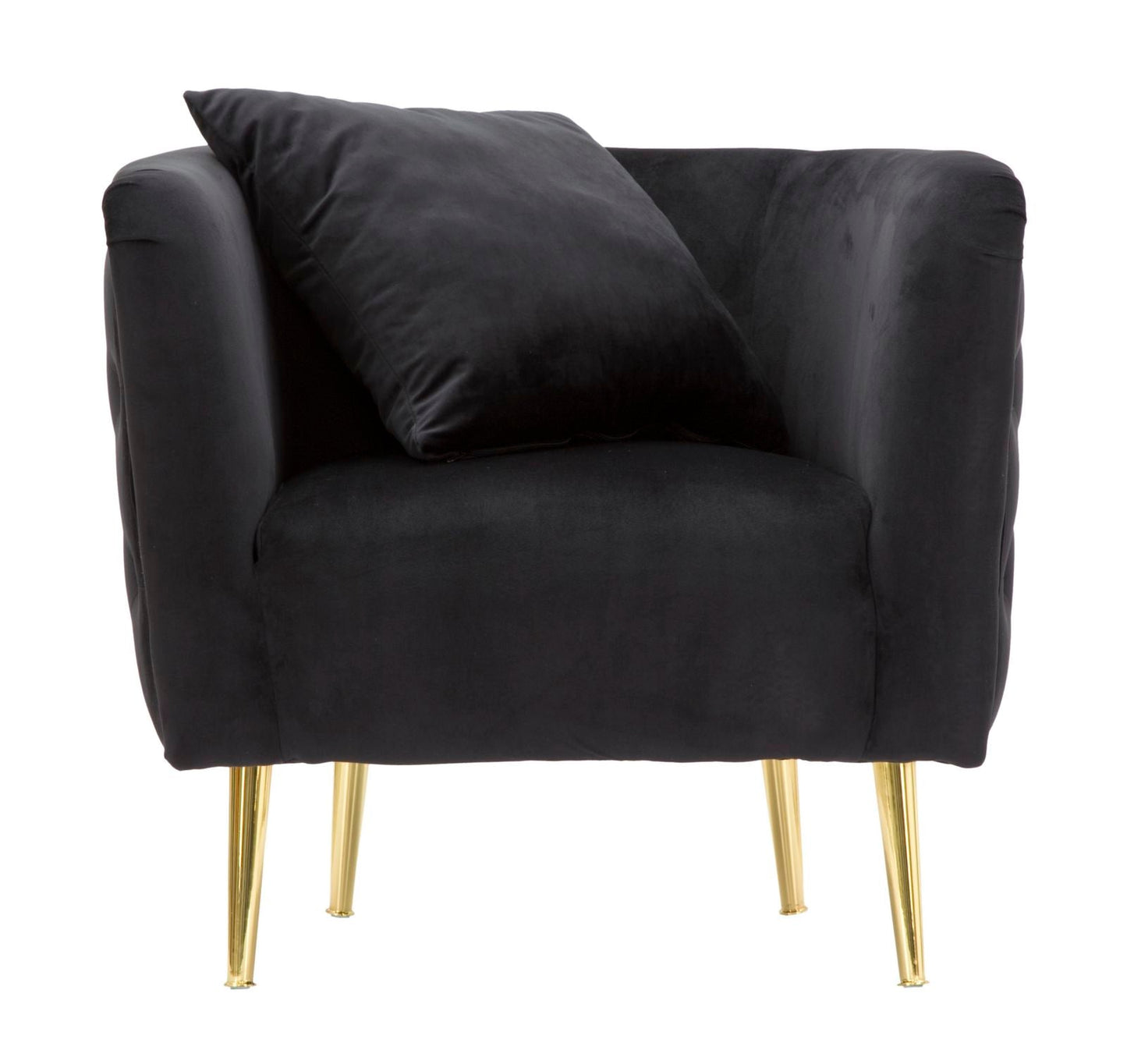 Sessel Bukarest aus schwarzem Samt mit goldenen Details 76x74x71