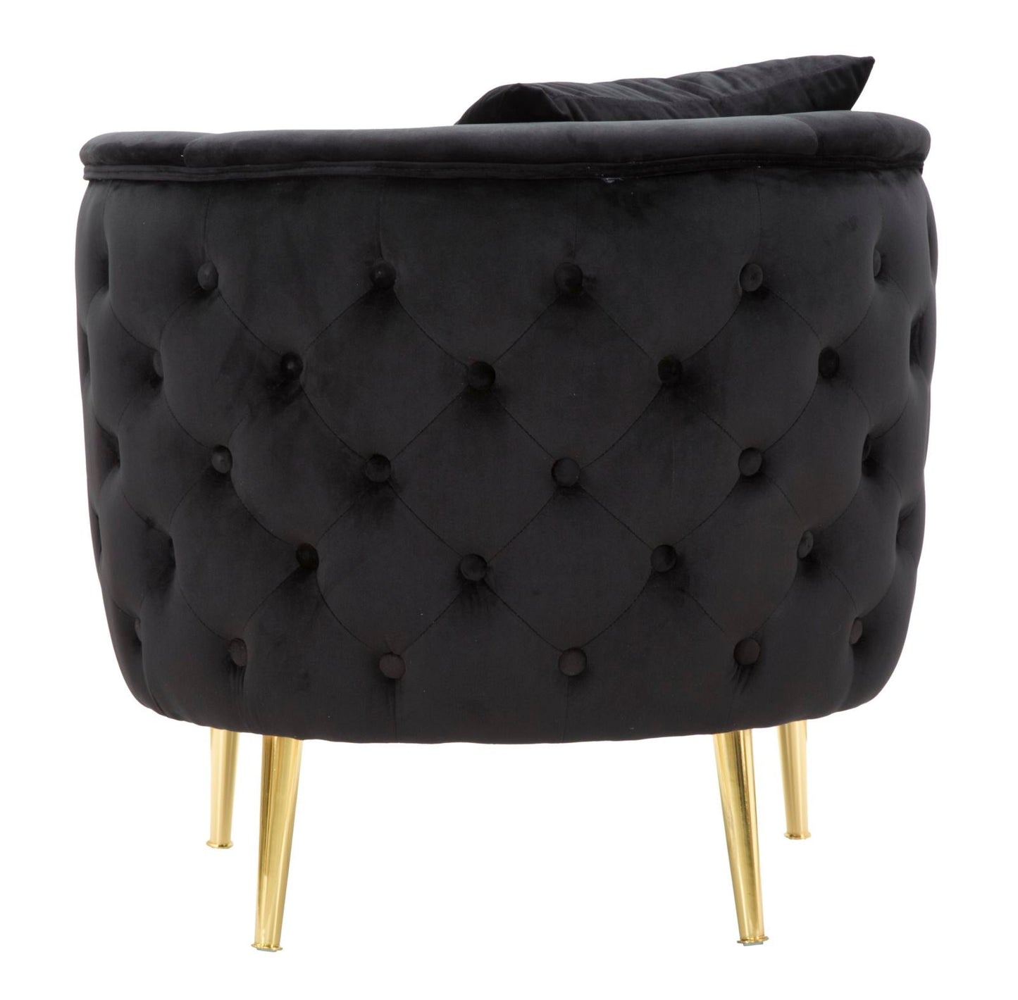 Sessel Bukarest aus schwarzem Samt mit goldenen Details 76x74x71