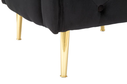Sessel Bukarest aus schwarzem Samt mit goldenen Details 76x74x71