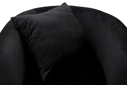 Sessel Bukarest aus schwarzem Samt mit goldenen Details 76x74x71