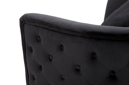 Sessel Bukarest aus schwarzem Samt mit goldenen Details 76x74x71