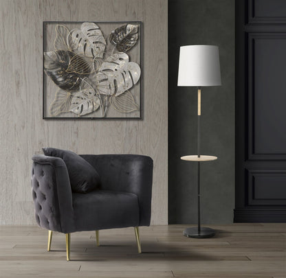 Sessel Bukarest aus schwarzem Samt mit goldenen Details 76x74x71