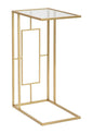 Elegant Gold Metal Side Table with Glass Top 40.5x25.5x60 cm