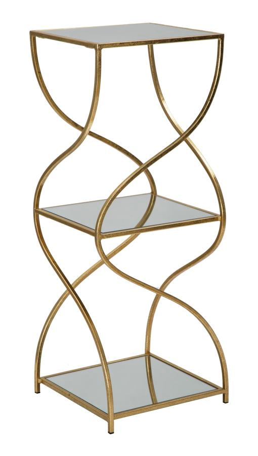 Telefonbeistelltisch Twisty aus goldenem Metall 30x30x80 cm