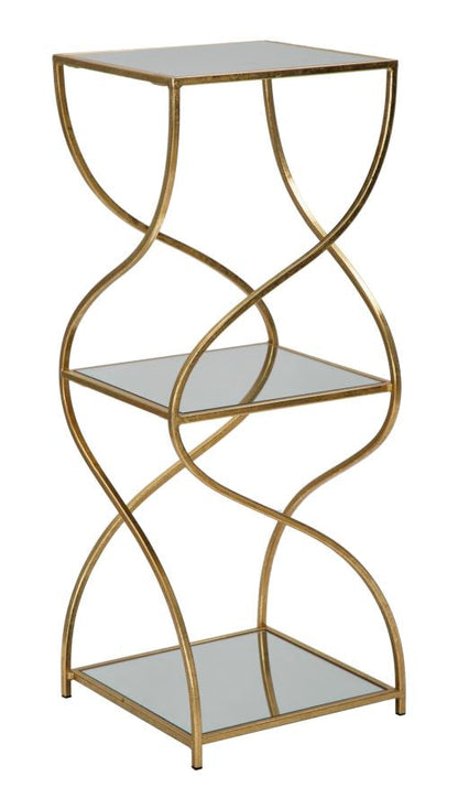 Telefonbeistelltisch Twisty aus goldenem Metall 30x30x80 cm