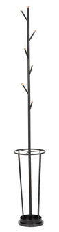 Glam Coat Rack with Umbrella Stand in Black Metal ø 26x176 cm