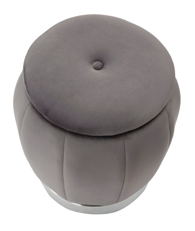 Pouf Contenitore Chic Paris Grigio/Silver Ø 43 cm